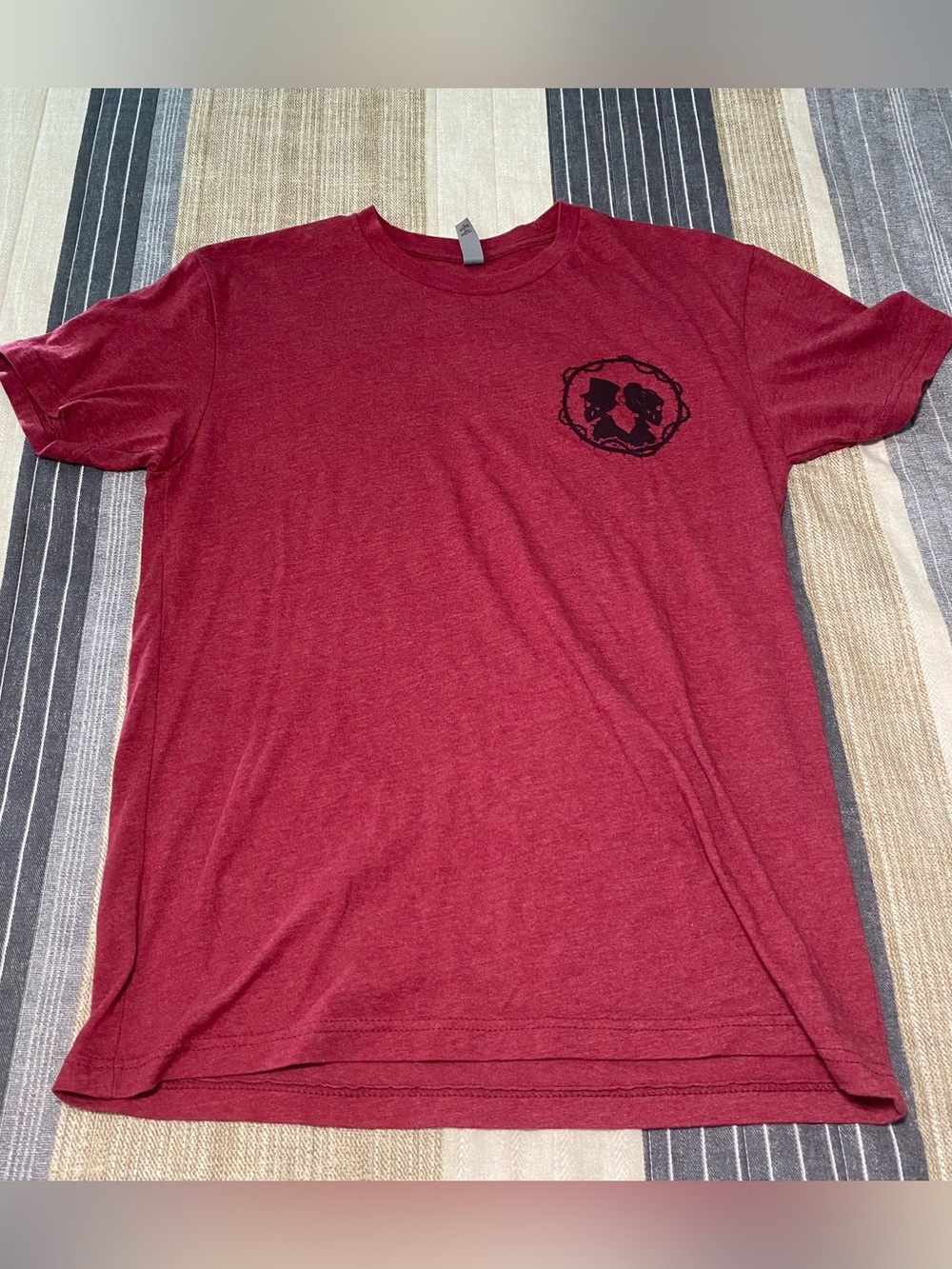 Next Level Apparel Men's Crewneck Tee in Burgundy with Black Chest Emblem